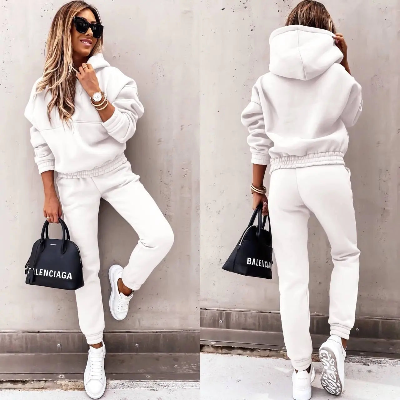 Dynamisk Sportssett - Hvit - XL amandafashionnyc